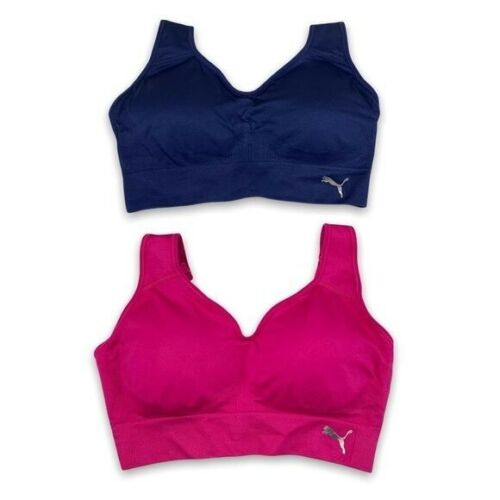 PUMA Womens Removable Cups Racerback Sports Bra 2 Pack