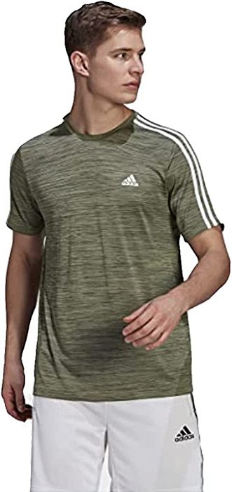 Adidas Men's 3 Stripe Short Sleeve T-Shirt