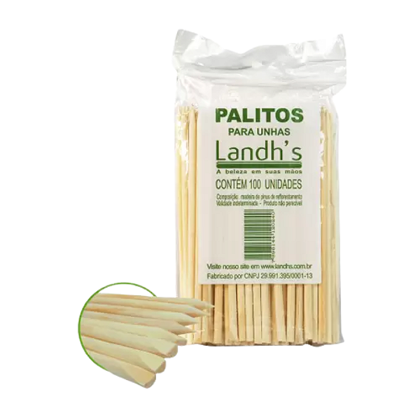 Palito de Pinus Chanfrado e Ponta Fina Landh's 100 Unidades