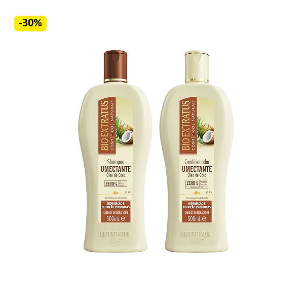 Kit Shampoo + Condicionador Umectante Óleo de Coco Bio Extratus 500ml
