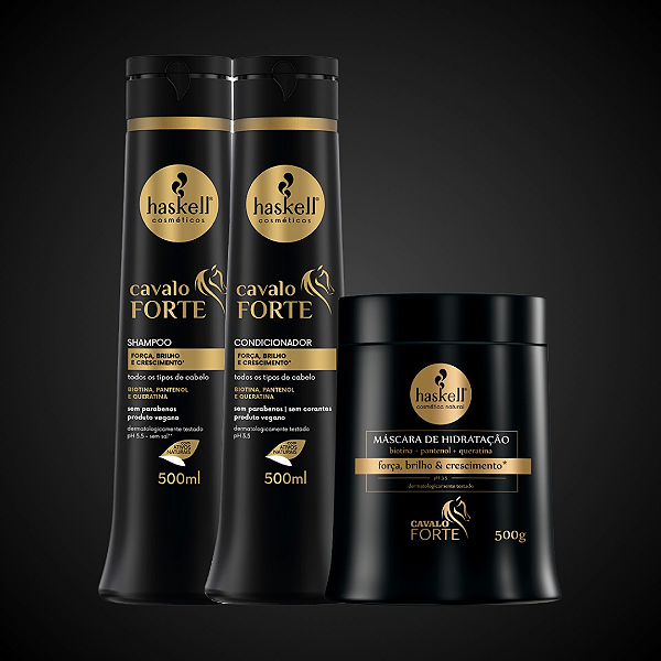Haskell KIT Cavalo Forte Shampoo 500ml + Condicionador 500ml + Máscara 500g