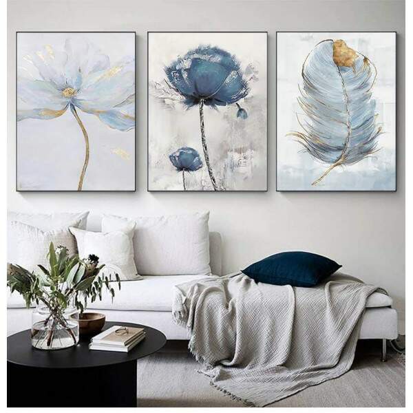 Quadros Flores Azuis 3 Artes