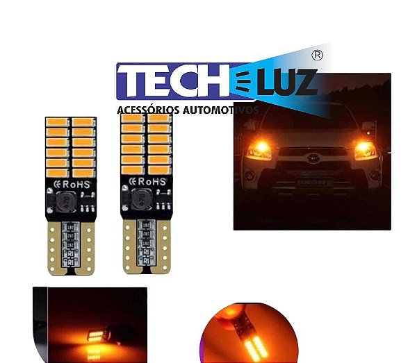 Par de Pingo Max 6000k 24 Leds (T10) Laranja Ambar