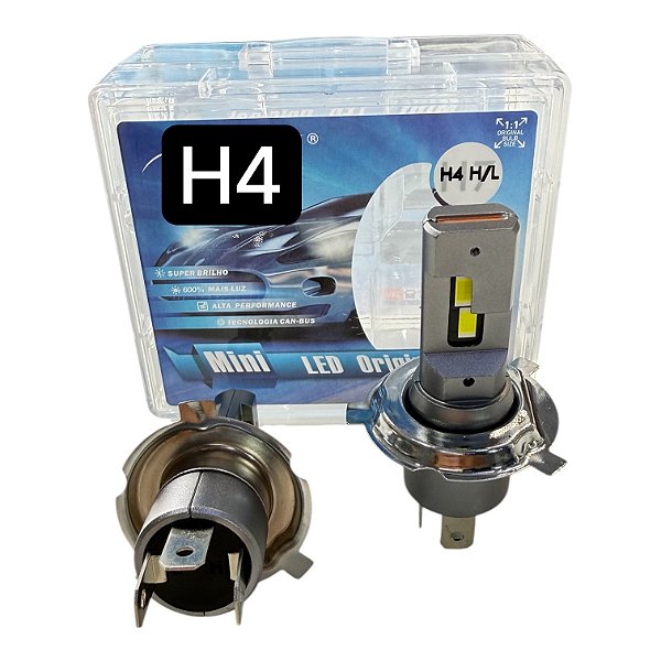 Kit H4 Ultra LED Mini Slim 63W 12.000 lm — 6000K (Par) Plug & Play