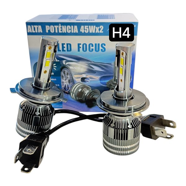 Kit Led Focus H4 Ultra LED 90W 13.000 lm – Farol Alto/Baixo Plug & Play 6.000k