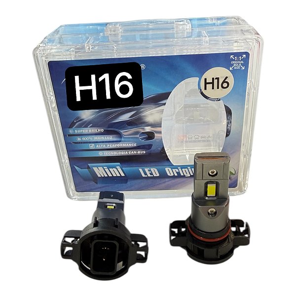 Kit H16 Ultra LED Mini Slim 63W 12.000 lm — 6000K (Par) Plug & Play