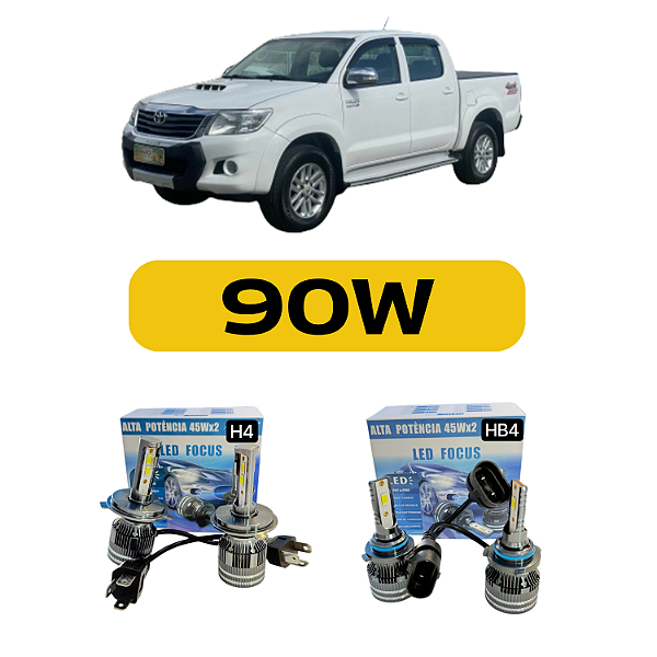 Kit LED Toyota Hilux (2006-2013) Farol Alto Baixo e Milha