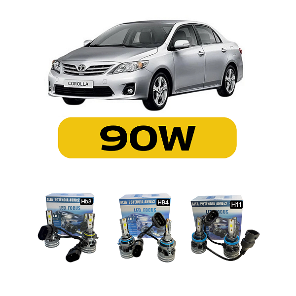 Kit LED Toyota Corolla GLI - XEI (2009-2014) Farol Alto Baixo e Milha