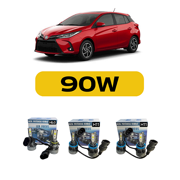 Kit LED Toyota Yaris (2018-2025) Farol Alto Baixo e Milha