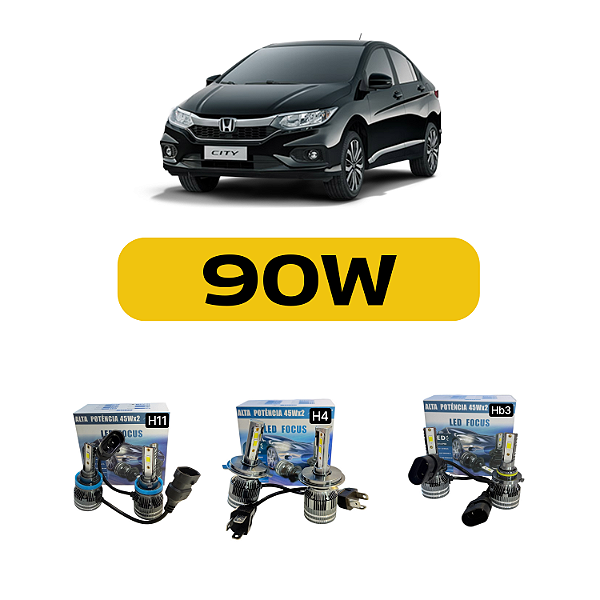 Kit LED Honda City (2015-2021) Foco Duplo - Farol Alto Baixo e Milha