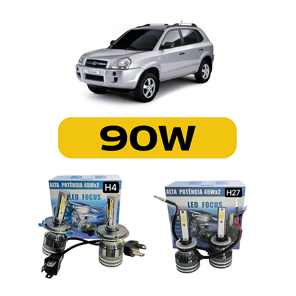 Kit LED Hyundai Tucson (2001-2017) Farol Alto Baixo e Milha