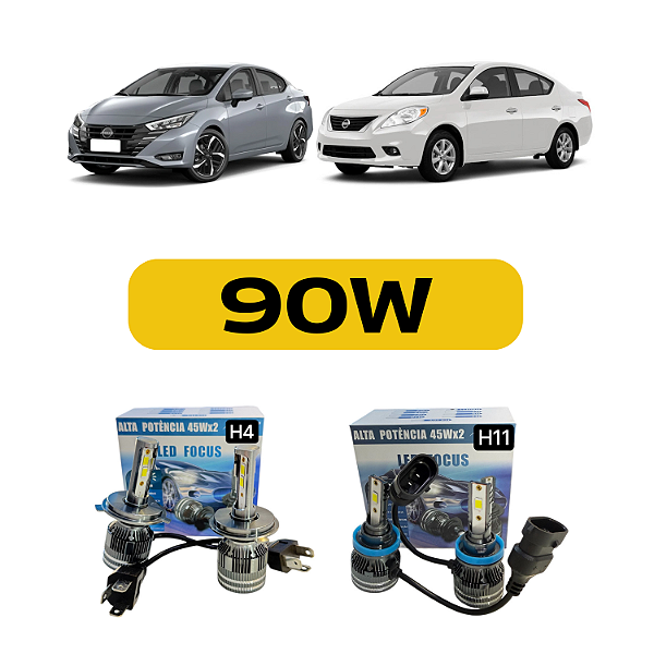 Kit LED Nissan Versa (2013-2020) Foco Simples - Farol Alto Baixo e Milha