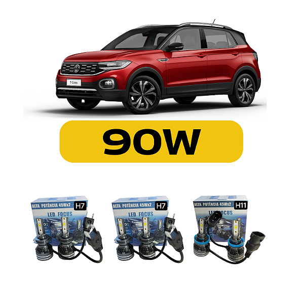 Kit LED Volkswagen T-Cross (2019 em diante) Farol Alto Baixo e Milha