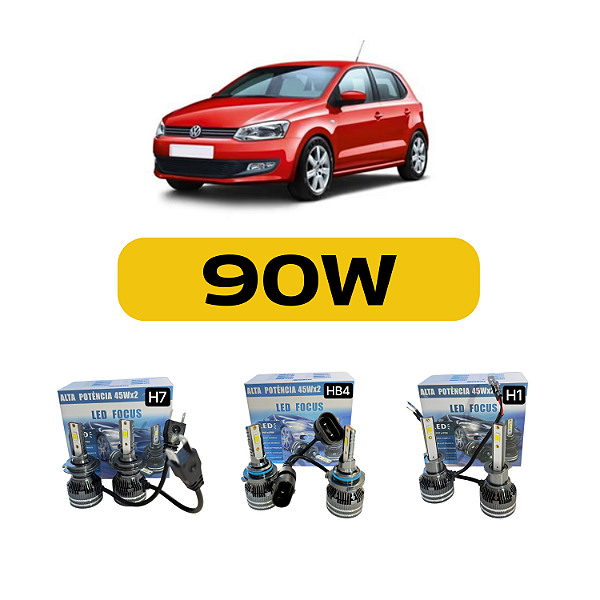 Kit LED Volkswagen Polo (2007-2014) Farol Alto Baixo e Milha