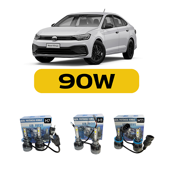 Kit LED Volkswagen Virtus (2018-2024) Farol Alto Baixo e Milha