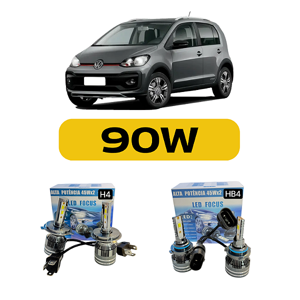 Kit LED Volkswagen UP e UP Cross (2014-2021) Farol Alto Baixo e Milha
