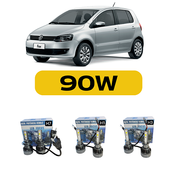 Kit LED Volkswagen FOX (2003-2009) Foco Duplo - Farol Alto Baixo e Milha