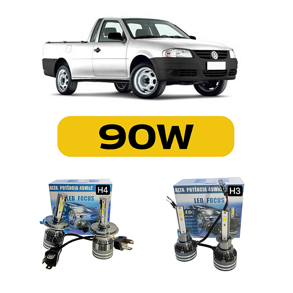 Kit LED Volkswagen Saveiro G4 (2003-2008) Foco Simples - Farol Alto Baixo e Milha