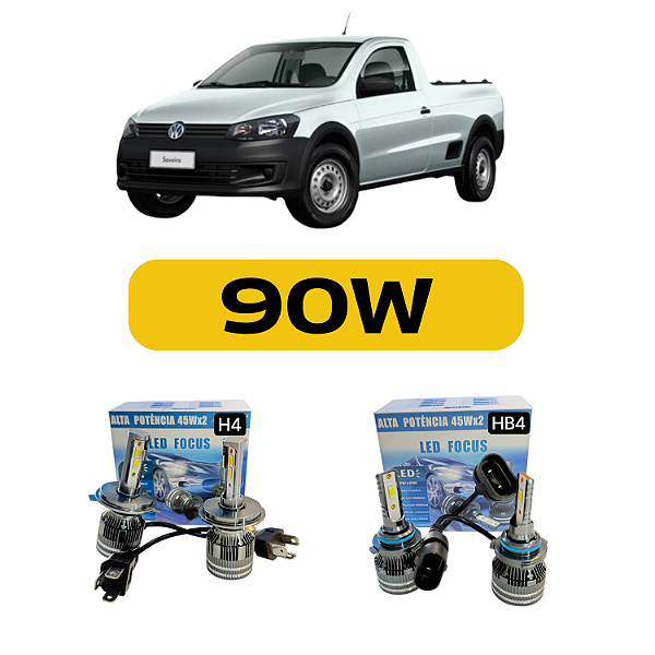 Kit LED Volkswagen Saveiro G5 (2009-2016) Foco Simples - Farol Alto Baixo e Milha