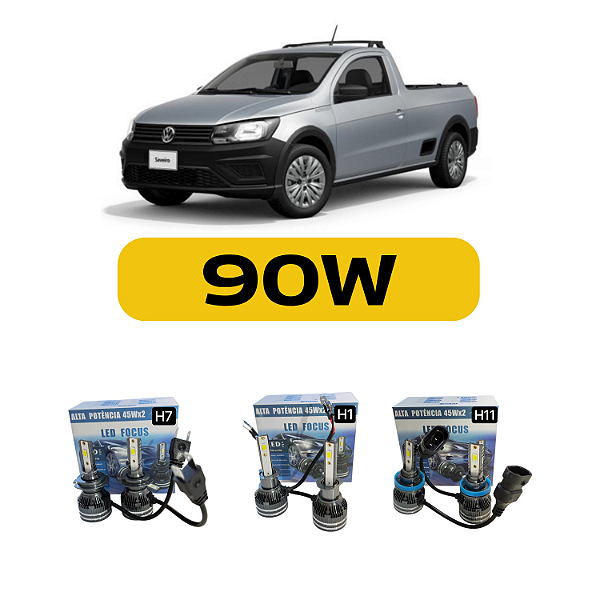 Kit LED Volkswagen Saveiro G7 (2017-2022) Foco Duplo - Farol Alto Baixo e Milha