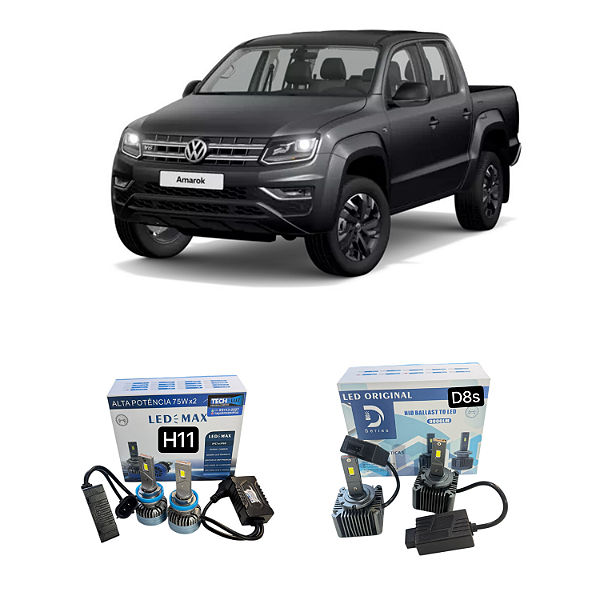 Kit LED Volkswagen Amarok V6 (2018-2023) Farol Alto Baixo e Milha