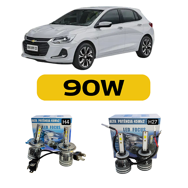 Kit LED Chevrolet Onix (2011-2019) Foco Simples - Farol Alto Baixo e Milha