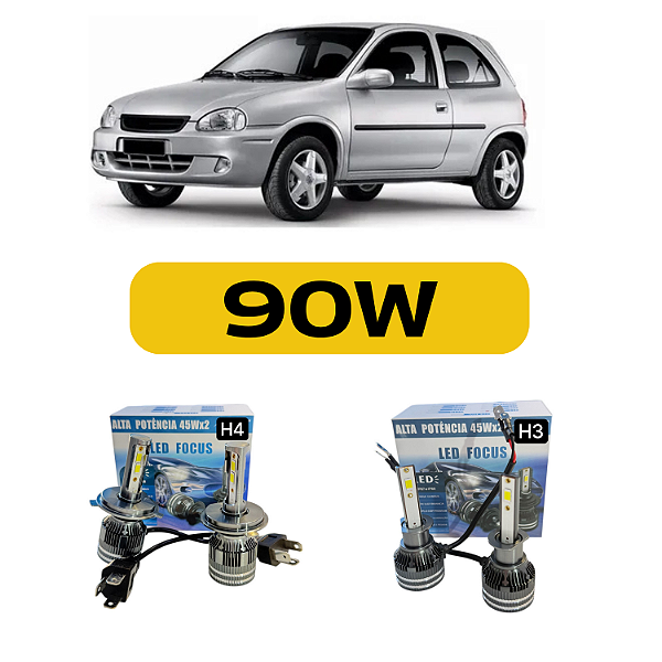 Kit LED Chevrolet Corsa (1995-1999) Foco Simples - Farol Alto Baixo e Milha