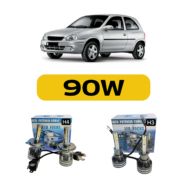 Kit LED Chevrolet Corsa Wind (2001-2003) Foco Duplo - Farol Alto Baixo e Milha