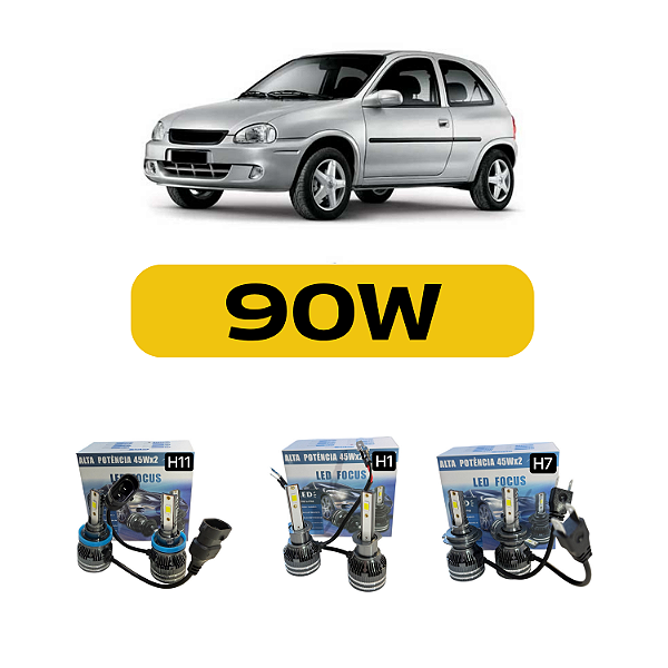 Kit LED Chevrolet Corsa (2001-2003) Foco Duplo - Farol Alto Baixo e Milha