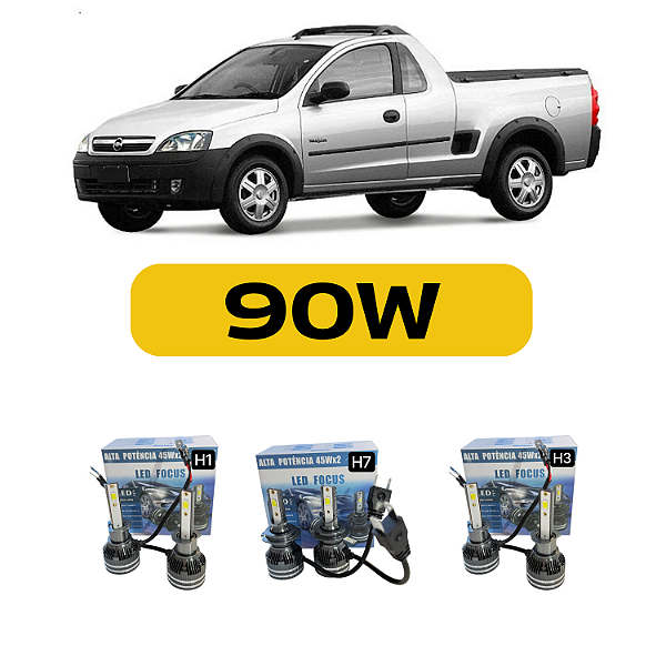 Kit LED Chevrolet Montana (2003-2019) Foco Duplo - Farol Alto Baixo e Milha