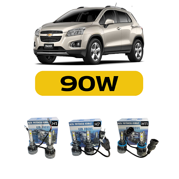 Kit LED Chevrolet Tracker (2013-2016) Foco Duplo - Farol Alto Baixo e Milha