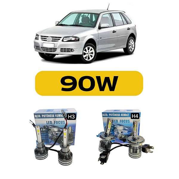 Kit LED Volkswagen Gol G4 (2005-2014) Foco Simples - Farol Alto Baixo e Milha