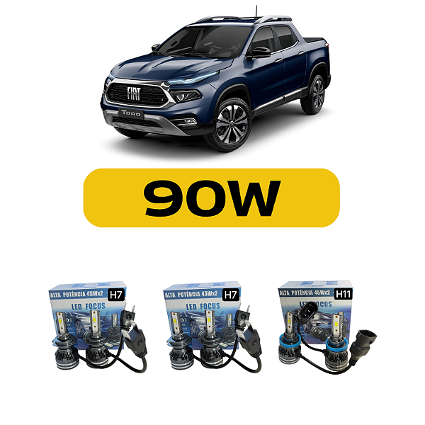 Kit LED Fiat Toro (2016-2025) Farol Alto Baixo e Milha