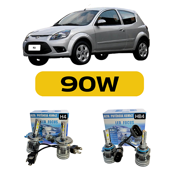 Kit Led Ford Ka (2009-2013) Farol Alto, Baixo e Milha