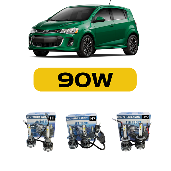 Kit LED Chevrolet Sonic (2012-2014) Farol Alto Baixo e Milha