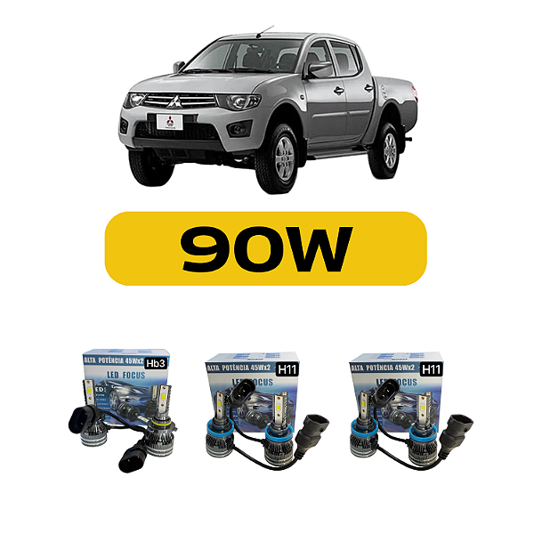 Kit Led Mitsubishi L200 Triton (2007-2017) Farol Alto, Baixo e Milha