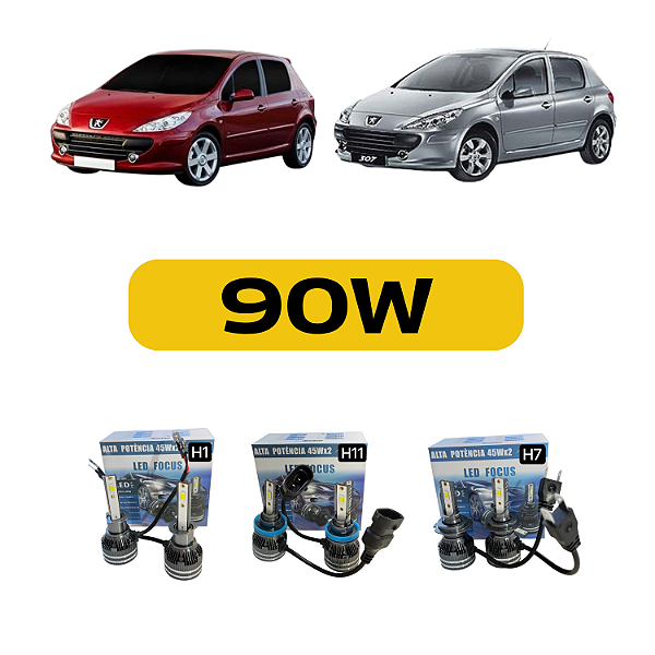 Kit Led Peugeot 307 (2007-2012) Farol Alto, Baixo e Milha