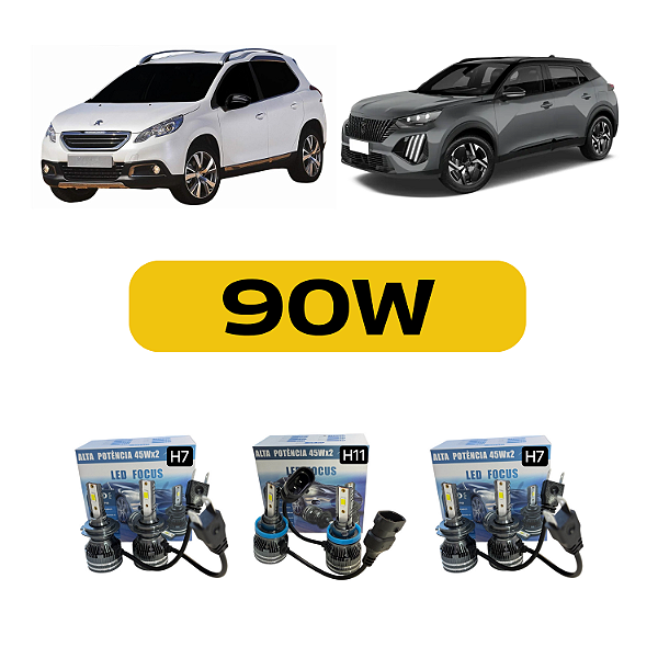 Kit Led Peugeot 2008 (2015-2022) Farol Alto, Baixo e Milha