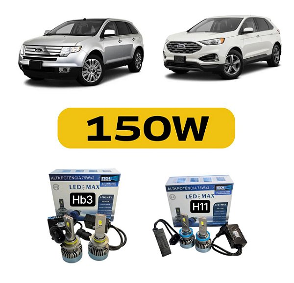 Kit Led Ford Edge (2008-2021) Farol Alto, Baixo e Milha
