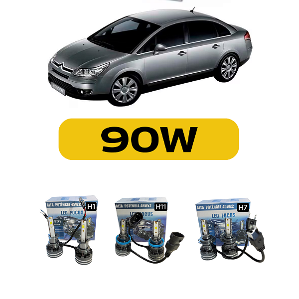 Kit Led Citroen C4 Pallas (2007-2013) Farol Alto, Baixo e Milha