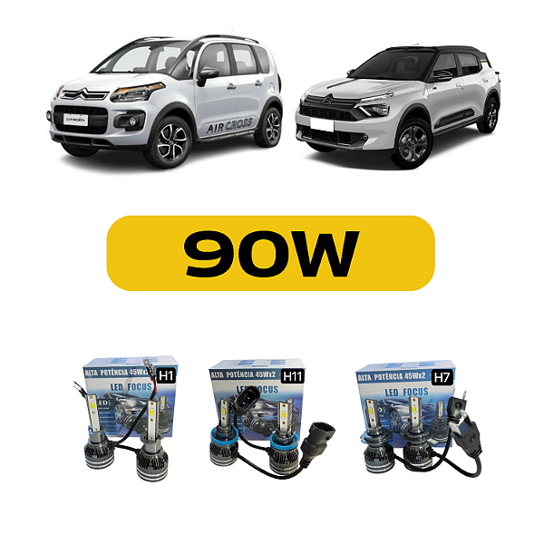 Kit Led Citroen Aircross (2010-2020) Farol Alto, Baixo e Milha
