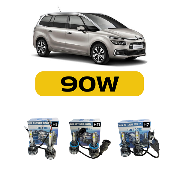 Kit Led Citroen C4 Grand Picasso (2008-2021) Farol Alto, Baixo e Milha