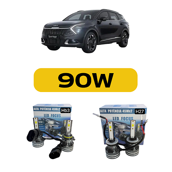 Kit Led Kia Sportage (2017-2021) Farol Alto, Baixo e Milha