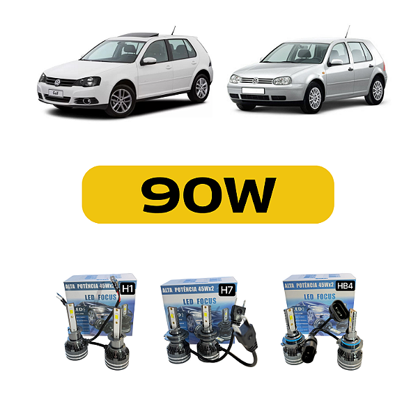 Kit Led Volkswagen Golf (2007-2013) Farol Alto, Baixo e Milha