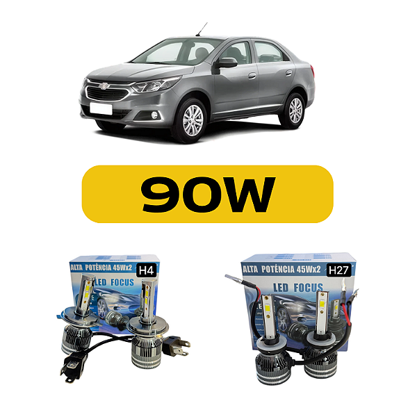 Kit Led Chevrolet Cobalt (2011-2016) Foco Simples Farol Alto, Baixo e Milha