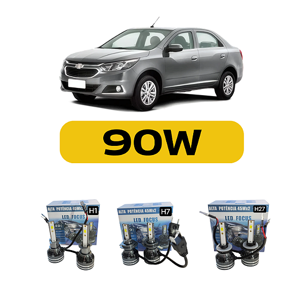 Kit Led Chevrolet Cobalt (2017-2019) Foco Duplo - Farol Alto, Baixo e Milha