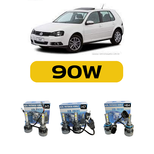 Kit Led Volkswagen Golf Sportline (2007-2013) Farol Alto, Baixo e Milha