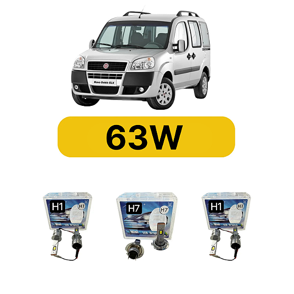 Kit LED Fiat Doblo (2010) Foco Duplo - Farol Alto Baixo e Milha