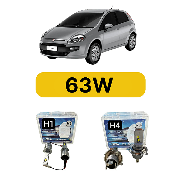 Kit LED Fiat Punto (2007-2017) Farol Alto Baixo e Milha