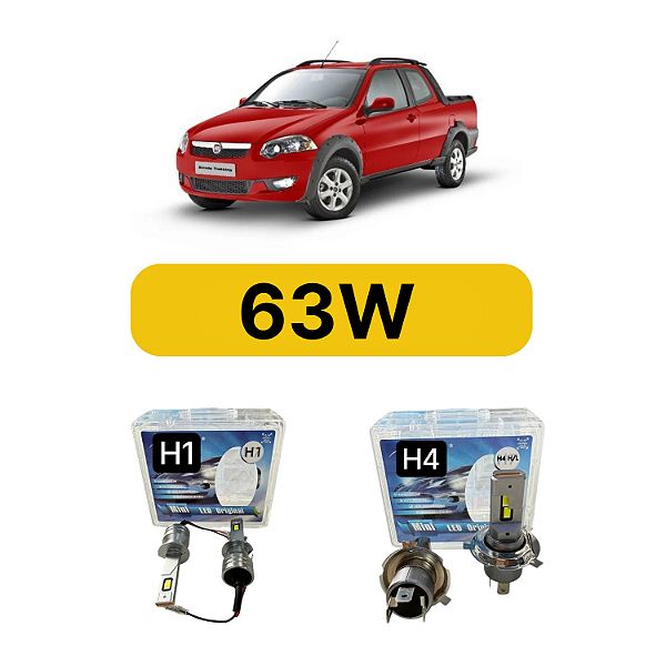 Kit LED Fiat Strada (2009-2013) Foco Simples - Farol Alto Baixo e Milha